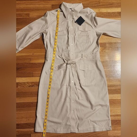 Brooks Brothers 10 Chic Safari Beige Shirt Dress with Belt Capsule Minimalist - Picture 15 of 16